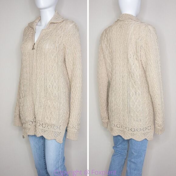 Inis Craft 100% merino wool fisherman cardigan sweater, women's‎ size S - Picture 2 of 16